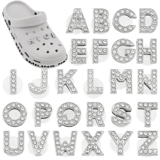 Croc Shoe Charms Glitter Rhinestone Letter Crystal