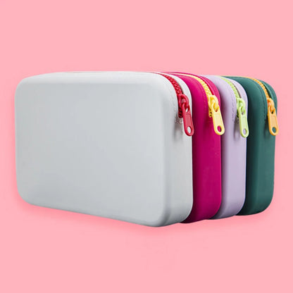 Square Silicone Cosmetic Storage Bag Large Capacity Travel Makeup Brush Holder