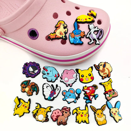 Breloques de chaussures Pokemon Pikachu, jolis compteurs de haricots de dessin animé courts, accessoires