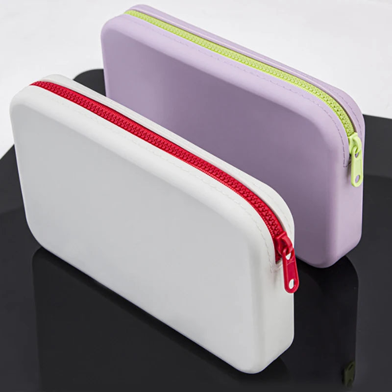 Square Silicone Cosmetic Storage Bag Large Capacity Travel Makeup Brush Holder