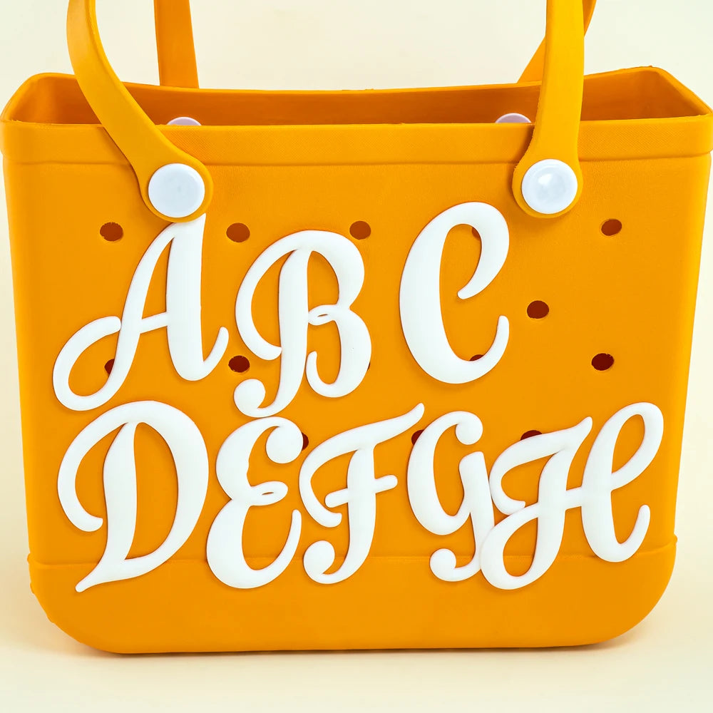 Breloques blanches de l'alphabet romain pour accessoires de sac de plage, Alphabet Latin