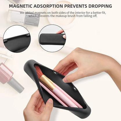 Silicone Makeup Brush Storage Bag Waterproof Makeup Brush Travel Holder Magnetic Portable