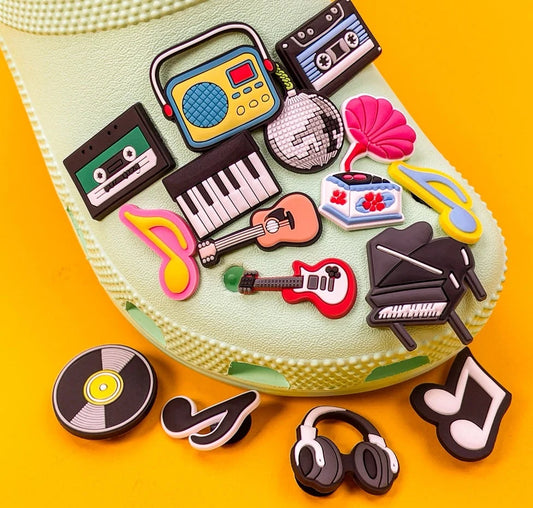 Musical Instrument Shoe Charms for Clog Guitar Violin Eye Catching Short Tote Bag Accessories