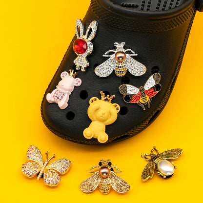 Luxury Metal Clog Charms Bling Designer Shoe Decorations Animal Series Dinosaur Butterfly Pins for Women