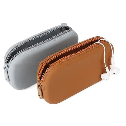 Sac à cosmétiques organisateur en Silicone, sac Vintage étanche à fermeture éclair lisse pour écouteurs