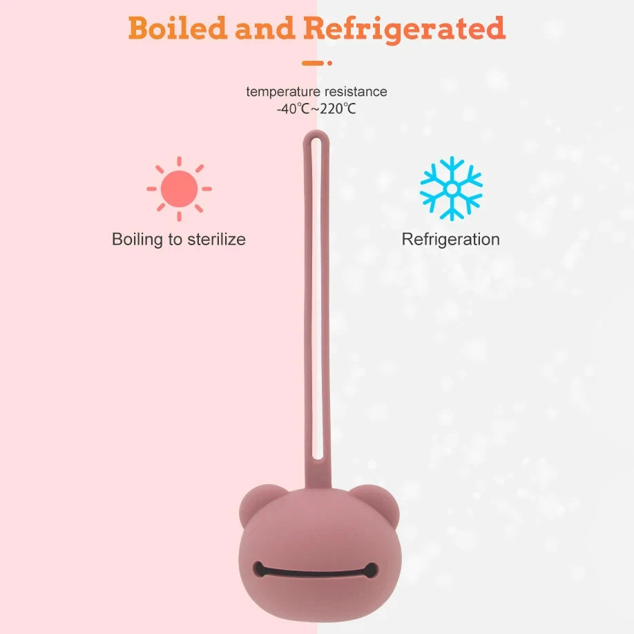 حقيبة تخزين الحلمة من السيليكون على شكل دب، ملحق آمن خالٍ من مادة BPA لحديثي الولادة وحامل اللهاية للأطفال